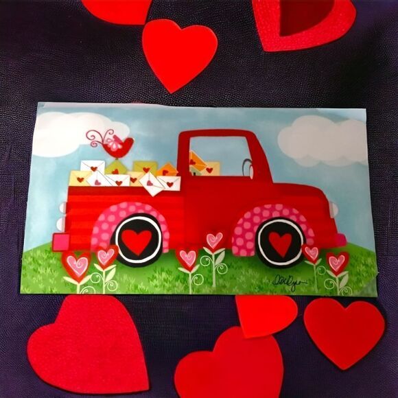 Mailbox Wrap Valentines Day Truck Hearts Lou Sims Magnetic Studio M Post Cover. - Picture 8 of 15